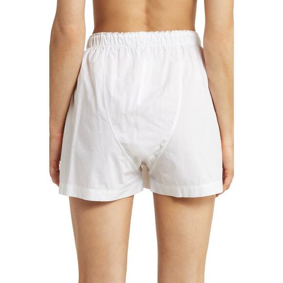 SKIMS Cotton Poplin Sleep Shorts Spa Embroidered Pull On Snow White NWT Size 4X - Picture 7 of 12